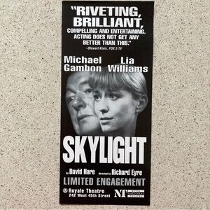 2 Sided Flyer 9X4 Skylight Michael Gambon & Lia Williams Royale Theatre Broadway